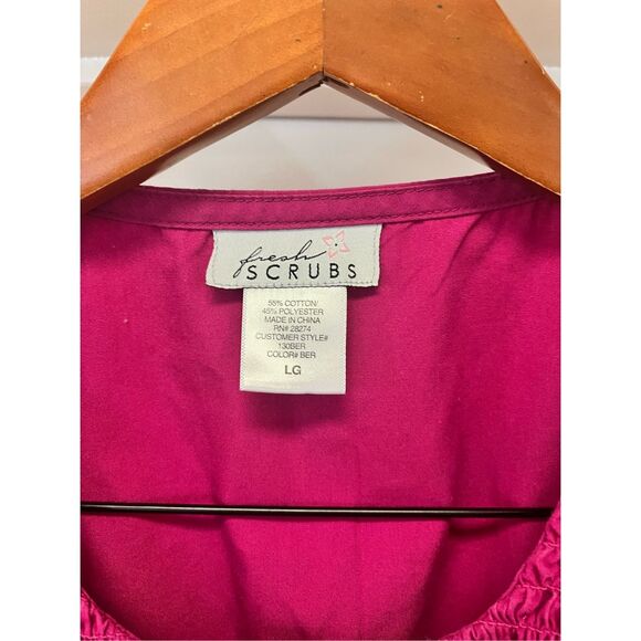 Fresh Scrubs Raspberry Smock Short Sleeve Scrub Top sz Lg - Picture 3 of 5